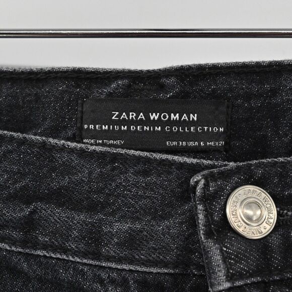 ZARA Jeans Womens Size 6 Black Velvet Side Stripe Premium Denim Tapered Leg Goth - Picture 8 of 11